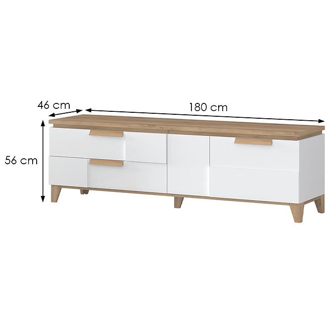 Szafka RTV Brio TV lakierowane pacific walnut/crystal white