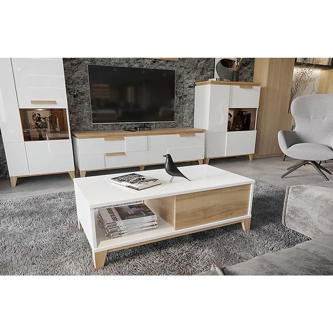 Szafka RTV Brio TV lakierowane pacific walnut/crystal white