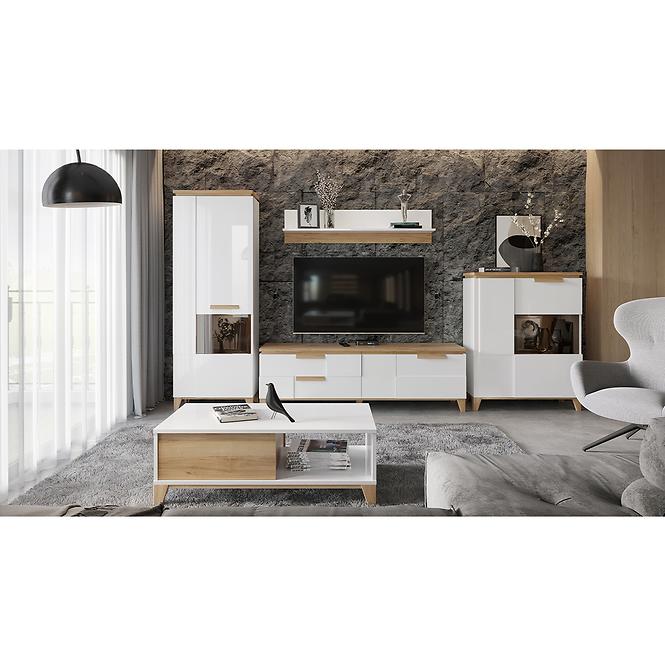 Szafka RTV Brio TV lakierowane pacific walnut/crystal white