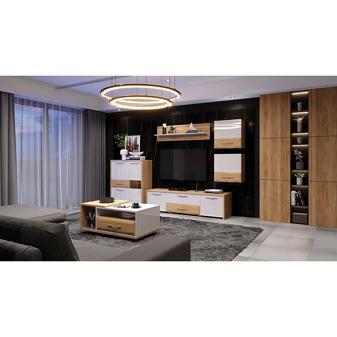 Szafka RTV Gala TV161-2K2F/GL lakierowana pacific walnut/beige