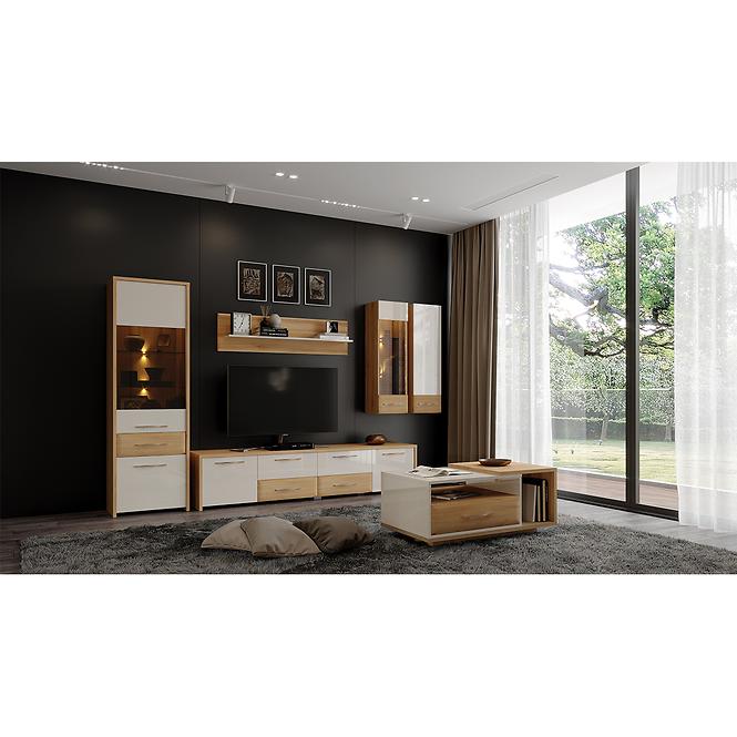 Szafka RTV Gala TV184-2K2F/GL lakierowana pacific walnut/beige