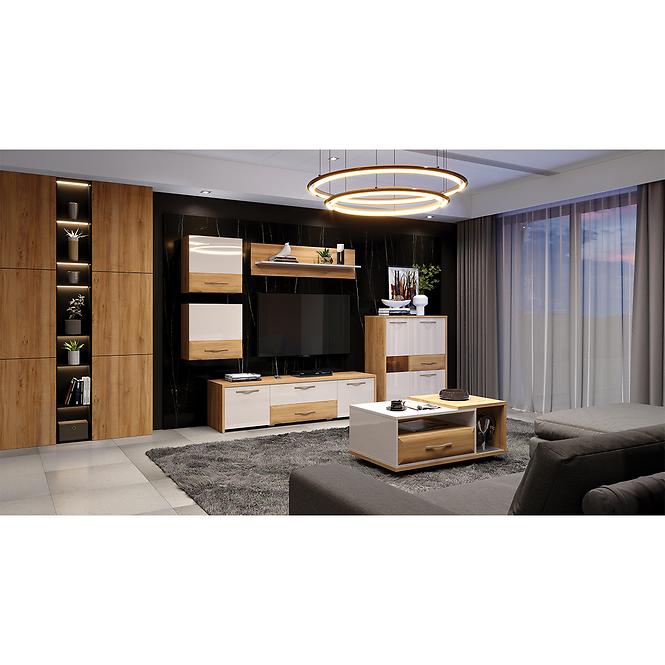 Szafka RTV Gala TV184-2K2F/GL lakierowana pacific walnut/beige