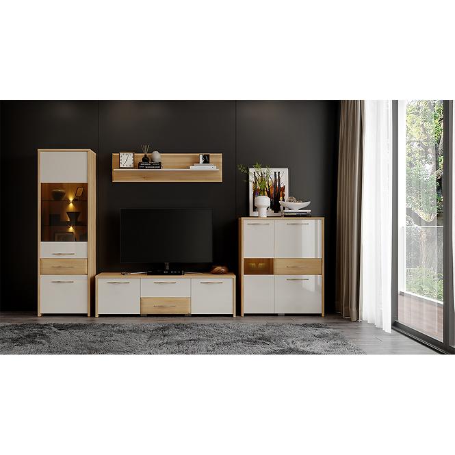 Szafka RTV Gala TV184-2K2F/GL lakierowana pacific walnut/beige