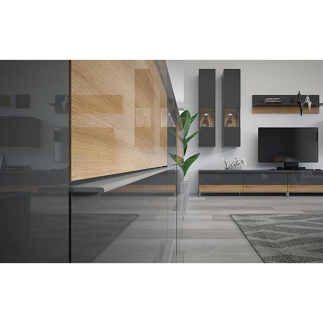 Szafka RTV Onyx TV130-1K1F/ON lakierowana anthracite/pacific walnut