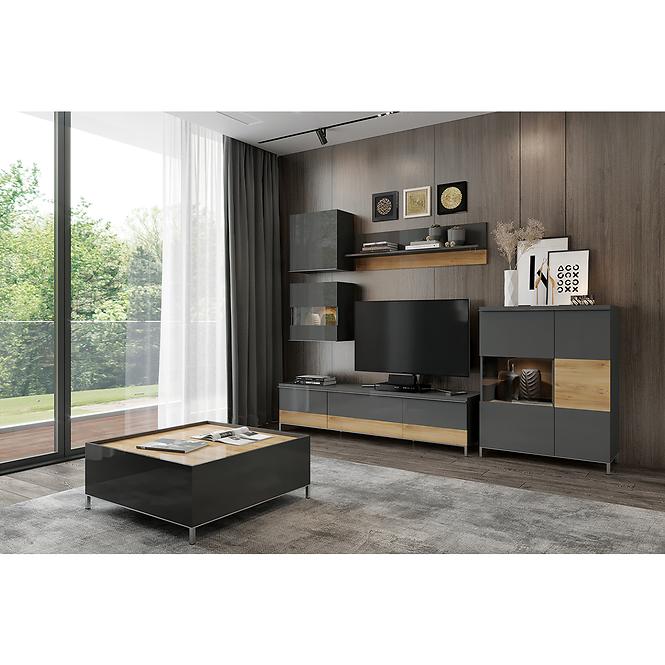 Szafka RTV Onyx TV130-1K1F/ON lakierowana anthracite/pacific walnut