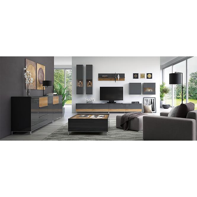 Szafka RTV Onyx TV130-1K1F/ON lakierowana anthracite/pacific walnut