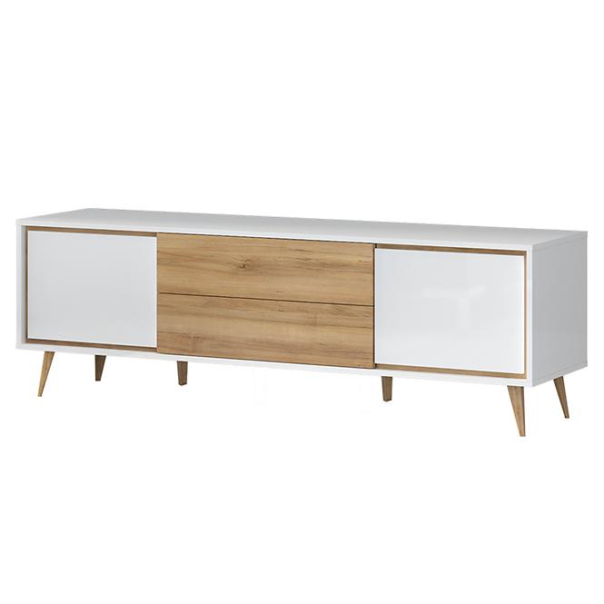 Szafka RTV Vida TV lakierowane pacific walnut/crystal white