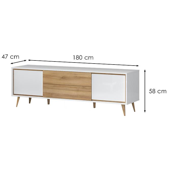 Szafka RTV Vida TV lakierowane pacific walnut/crystal white