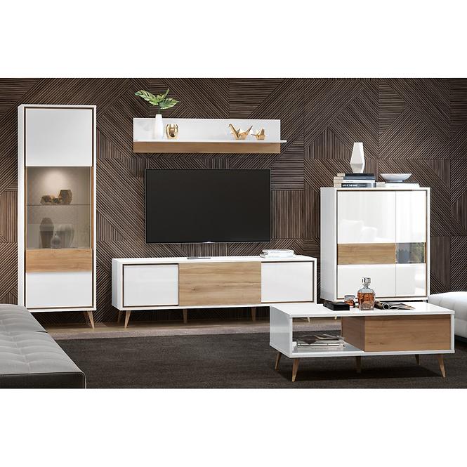 Szafka RTV Vida TV lakierowane pacific walnut/crystal white