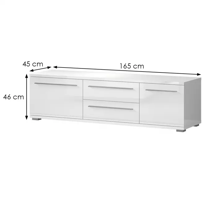 Szafka RTV Piano TV165-2K2F/PN-70/KA/70 lakierowane crystal white