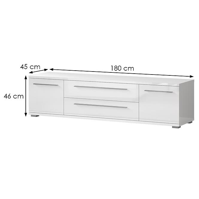 Szafka RTV Piano TV180-2K2FV/PN-70/KA/70 lakierowane crystal white