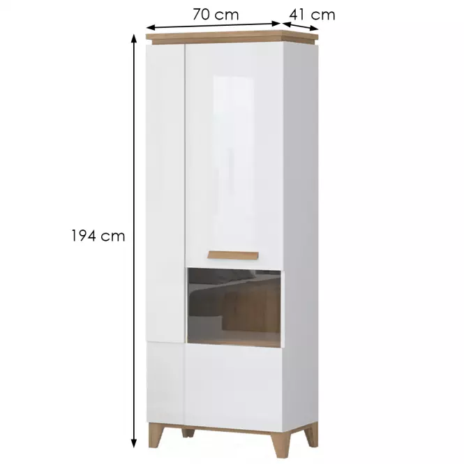 Witryna Brio V2S lakierowane pacific walnut/crystal white