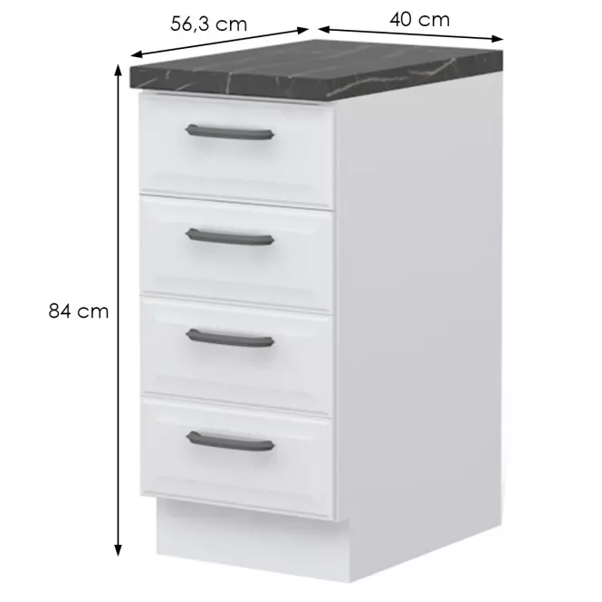 Szafka kuchenna Evia r-40-4f/4 4s pearl grey mat