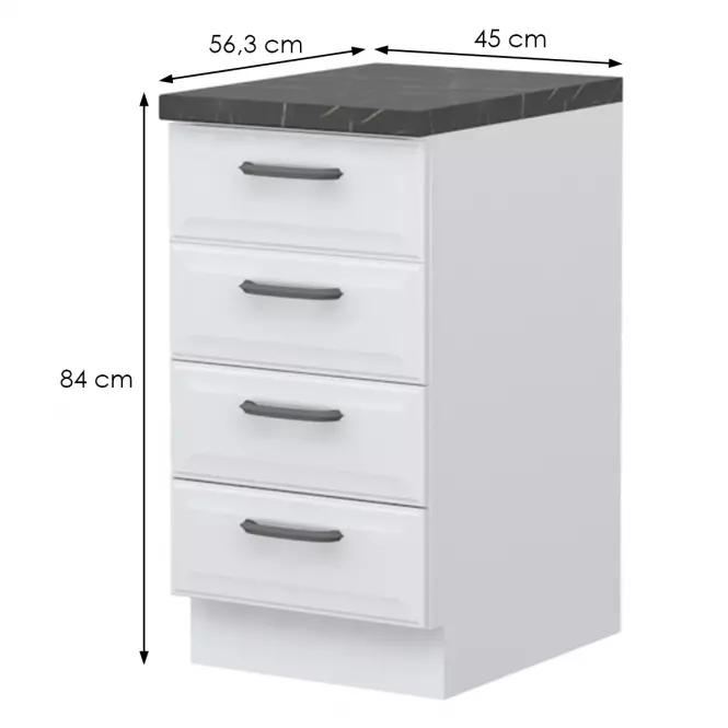 Szafka kuchenna Evia r-45-4f/4 4s pearl grey mat