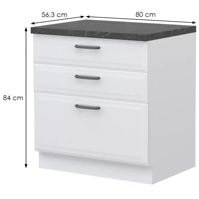 Szafka kuchenna Evia r-80-3f/4 3s standard pearl grey mat