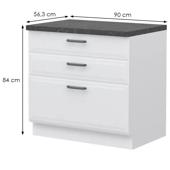 Szafka kuchenna Evia r-90-3f/4 3s standard pearl grey mat