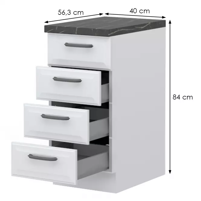 Szafka kuchenna Evia r-40-4mbox/4 4s pearl grey mat