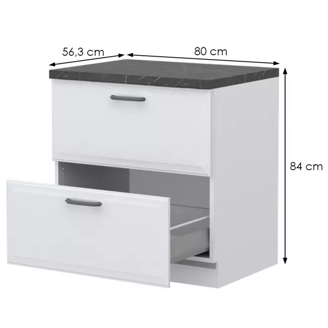 Szafka kuchenna Evia r-80-2mbox/4 2s pearl grey mat