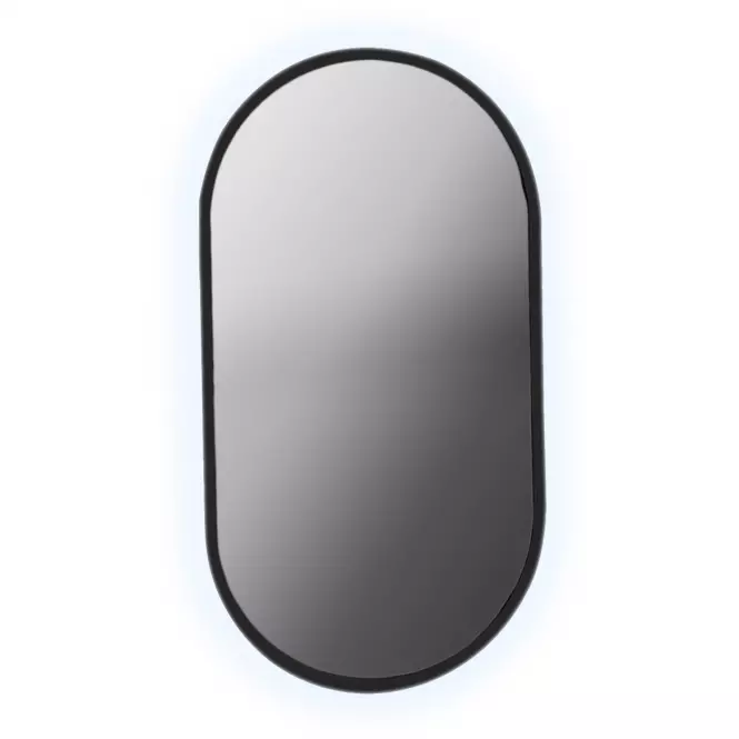 Lustro łazienkowe owalne z oświetleniem LED w czarnej ramie 60x110