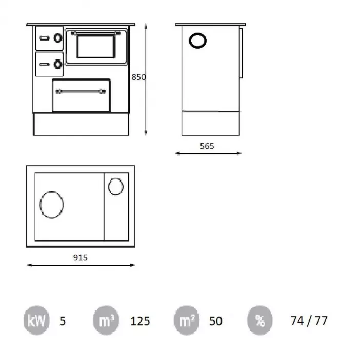 Kuchnia Regular 46 Eco De Lux 8 kW prawa