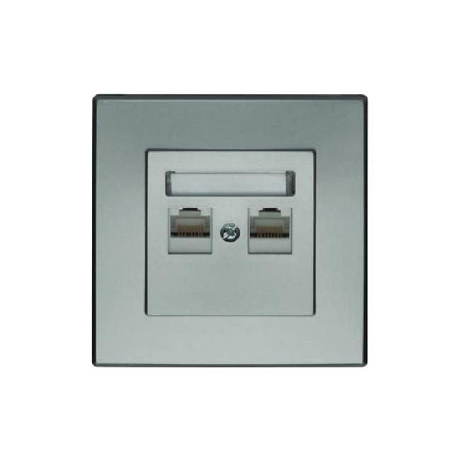 GPK-2L MILANO (SREBRNY MET.) GNIAZDO KOMPUTEROWE RJ45 KAT. 5E