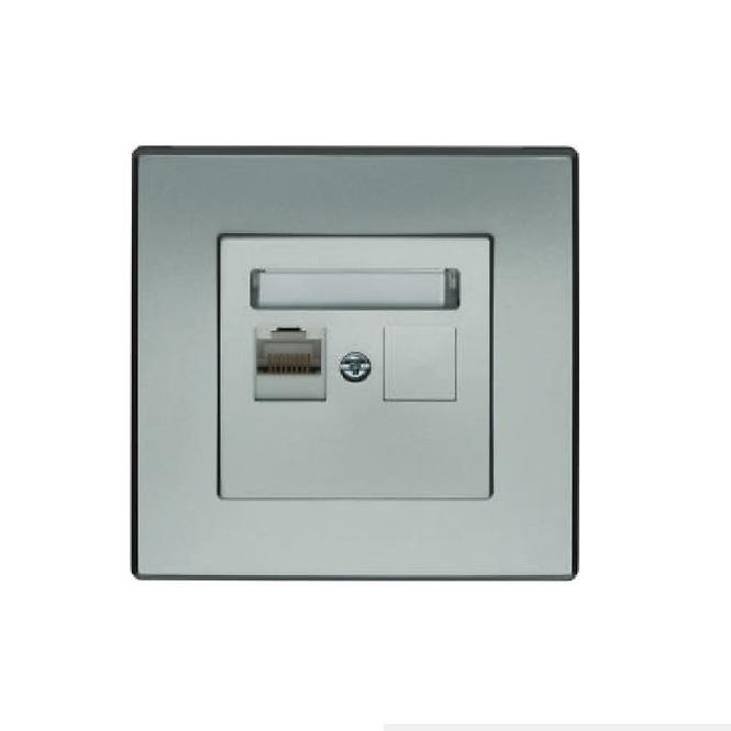 GPK-1L MILANO (SREBRNY MET.) GNIAZDO KOMPUTEROWE RJ45 KAT. 5E