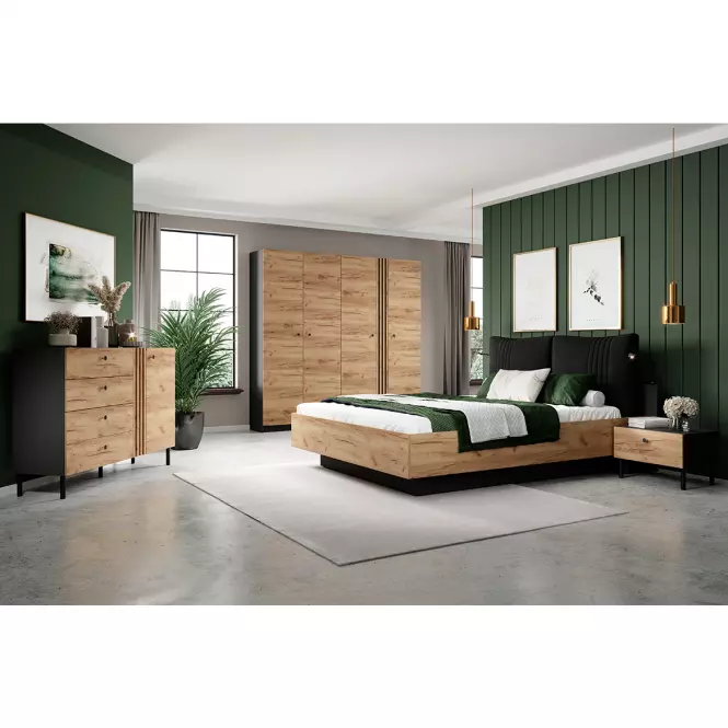 Szafka nocna Deco x2 Antracyt/Dąb Craft Złoty