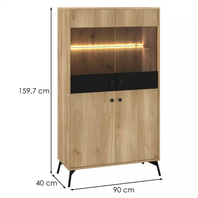 Witryna Agis 03 honey castello oak/black mat