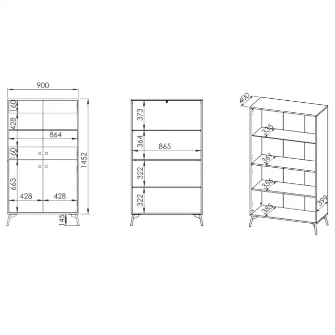 Witryna Agis 03 honey castello oak/black mat
