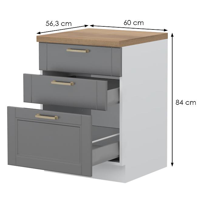 Szafka kuchenna Tara R-60-3mbox/4 3s graphite mat