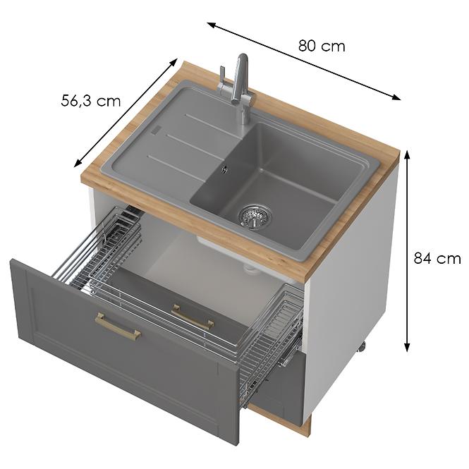 Szafka kuchenna Tara R-80-2mz/4 graphite mat