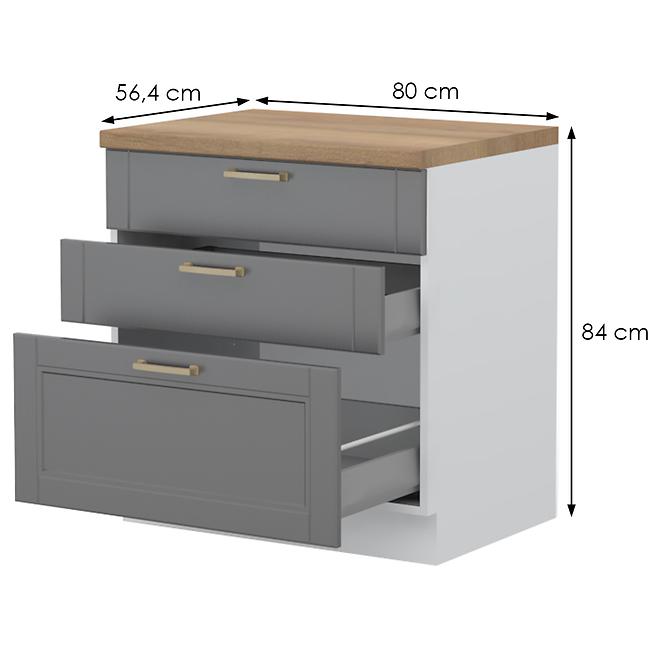 Szafka kuchenna Tara R-80-3mbox/4 3s graphite mat