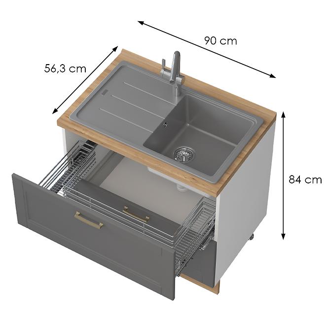 Szafka kuchenna Tara R-90-2mz/4 graphite mat