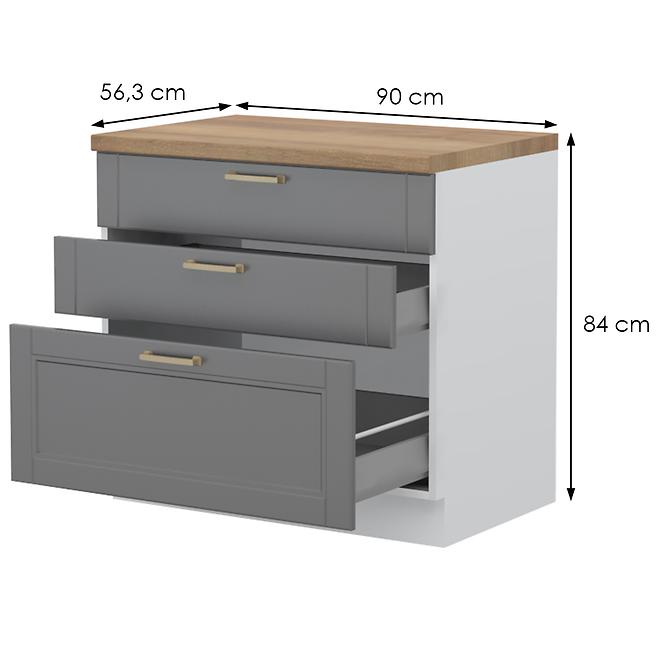 Szafka kuchenna Tara R-90-3mbox/4 graphite mat