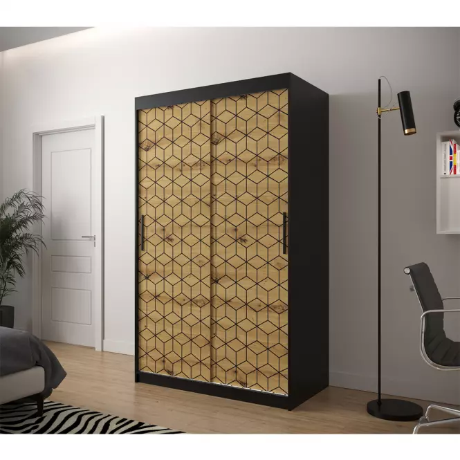 Szafa Heksagon 1 120 czarny/dąb artisan
