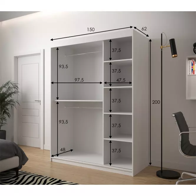 Szafa Heksagon 1 150 biały/dąb artisan