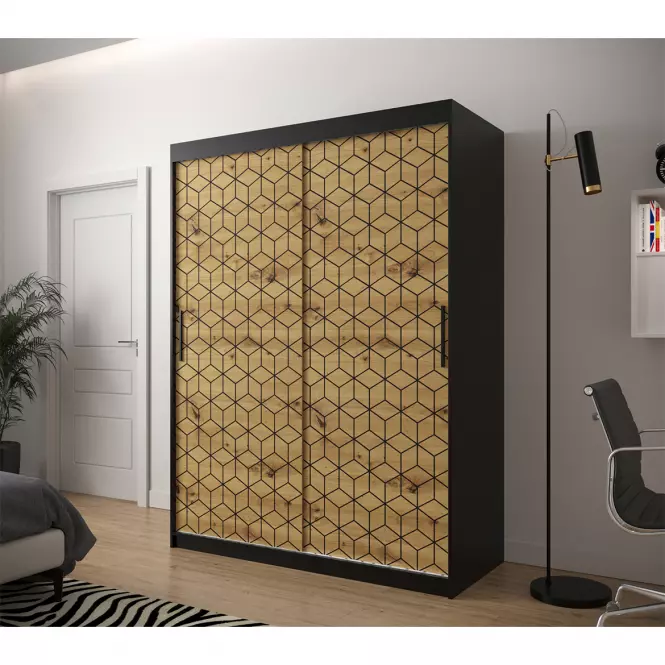 Szafa Heksagon 1 150 czarny/dąb artisan