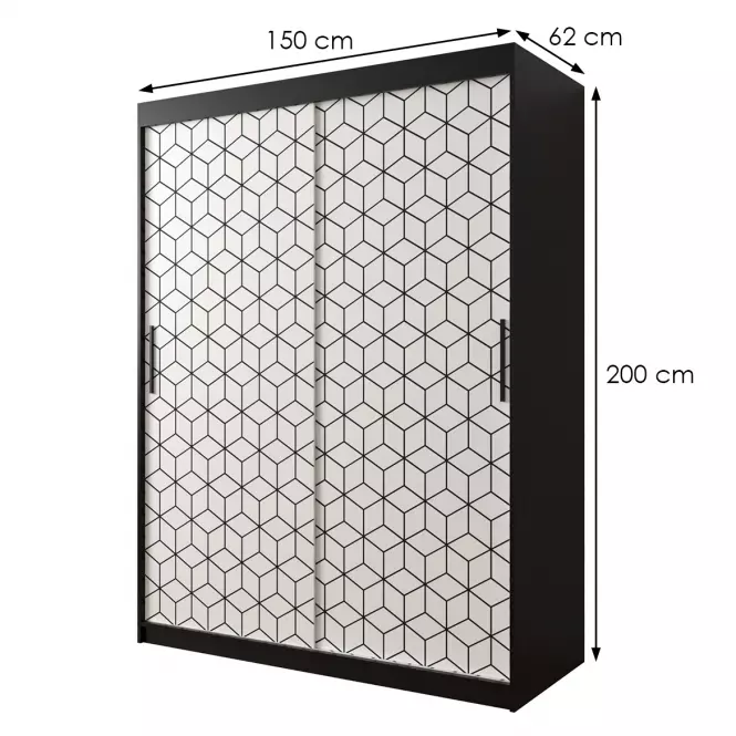 Szafa Heksagon 1 150 czarny/biały