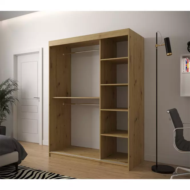 Szafa Heksagon 2 150 dąb artisan/biały/lustro,4