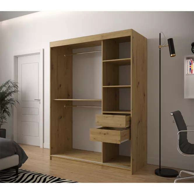 Szafa Heksagon 2 150 dąb artisan/biały/lustro,5
