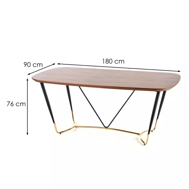 Stół Manchester 180 Mdf/Stal – Orzech/Złoty,4