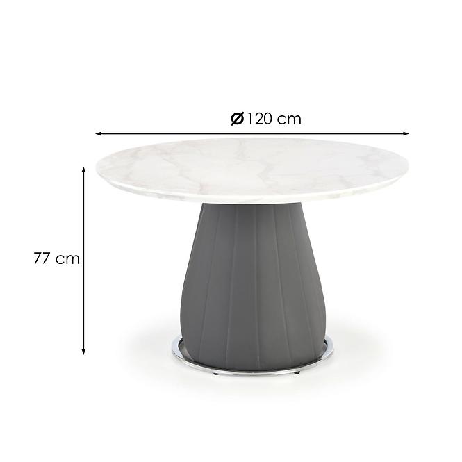 Stół Remigio 120 Mdf/Stal/Eco Skóra – Biały/Popiel