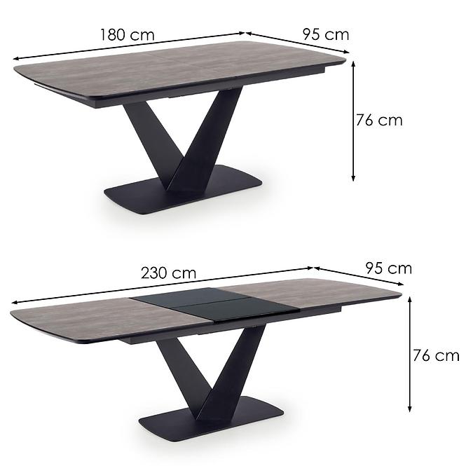 Stół rozkładany Vinston 180/230x95cm Mdf/Stal – Ciemny Popiel/Czarny