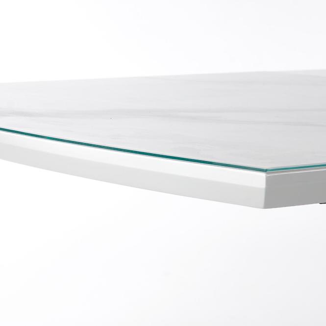 Stół rozkładany Blanco 160/200x90 cm Szkło/Mdf/Stal – Biały Marmur/Biały