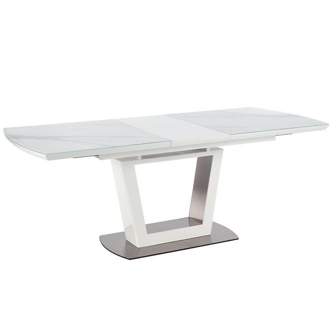 Stół rozkładany Blanco 160/200x90 cm Szkło/Mdf/Stal – Biały Marmur/Biały