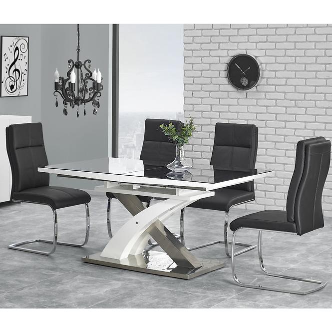 Stół rozkładany Sandor 2 160/220x90cm Szkło-Czarny/Mdf-Biały