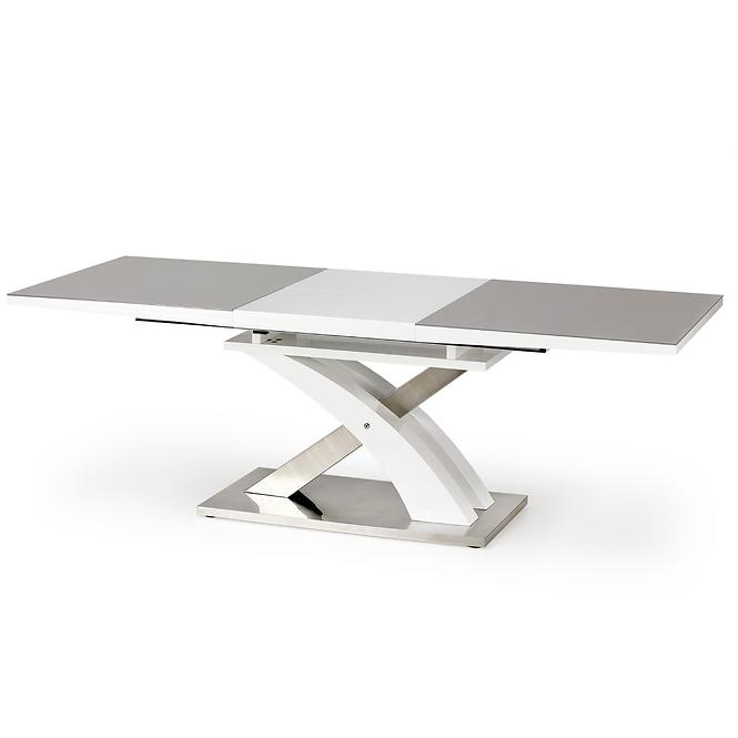 Stół rozkładany Sandor 2 160/220x90cm Szkło/Mdf/Stal – Popiel/Biały