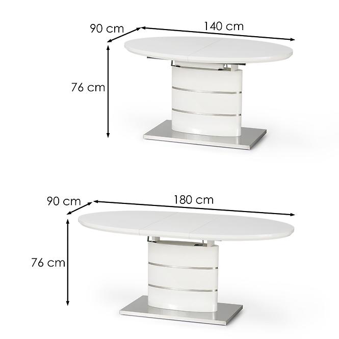 Stół rozkładany Aspen 140/180x90 cm Mdf/Stal – Biały