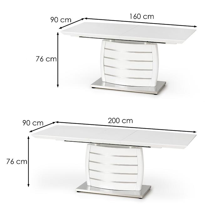 Stół rozkładany Onyx 160/200x90cm Mdf/Stal – Biały