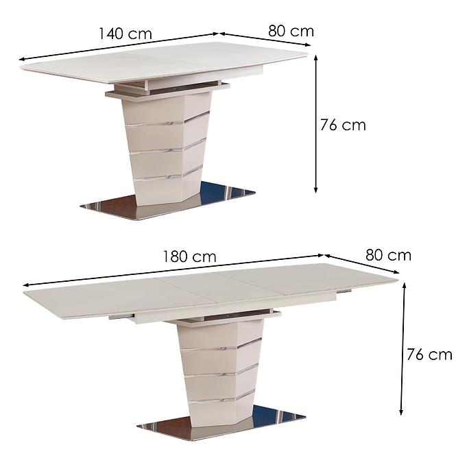 Stół rozkładany Sorento 140/180x80cm Szkło/Mdf/Stal – Champagne Mat